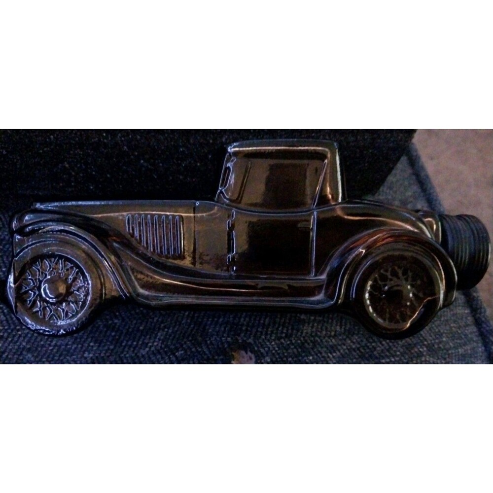 Vintage Avon Transportation Series STERLING SIX Amber Glass Car Bottle Tire Cap
